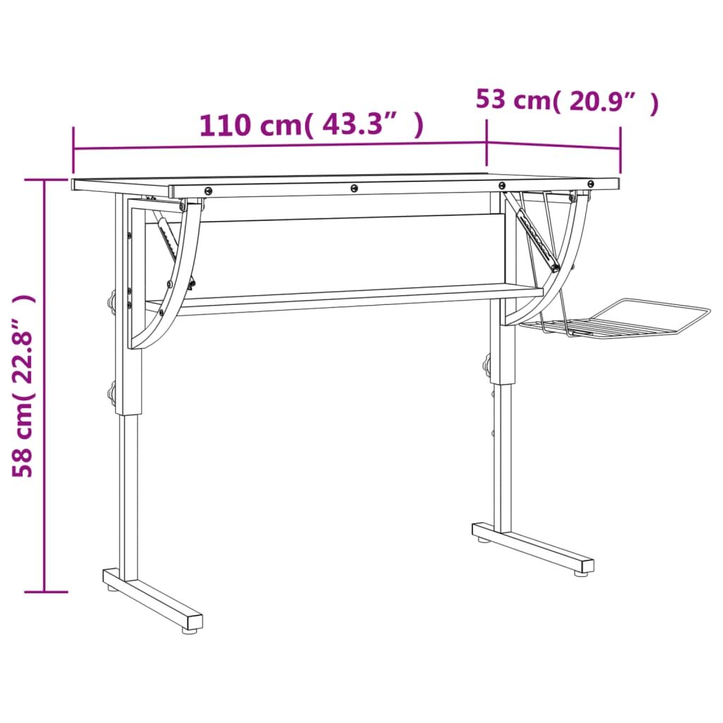 Craft Desk White and Grey 110x53x(58-87) cm Engineered Wood and Steel Price