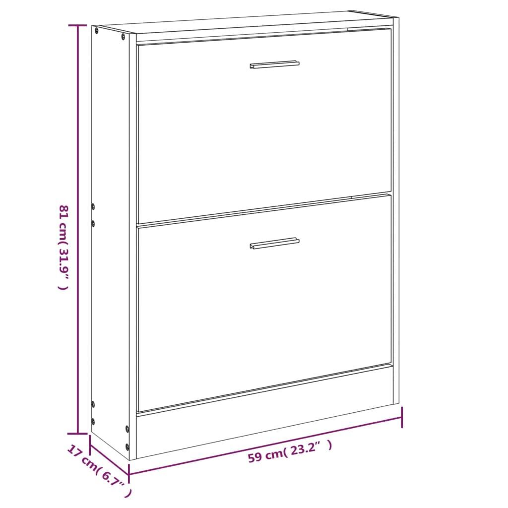Shoe Cabinet Oak 59x17x81 cm Engineered Wood Price