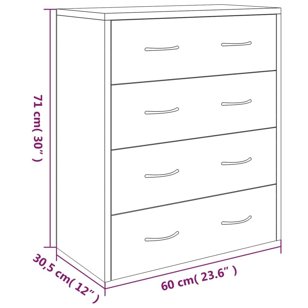 Sideboard with 4 Drawers 60x30.5x71 cm Black Price