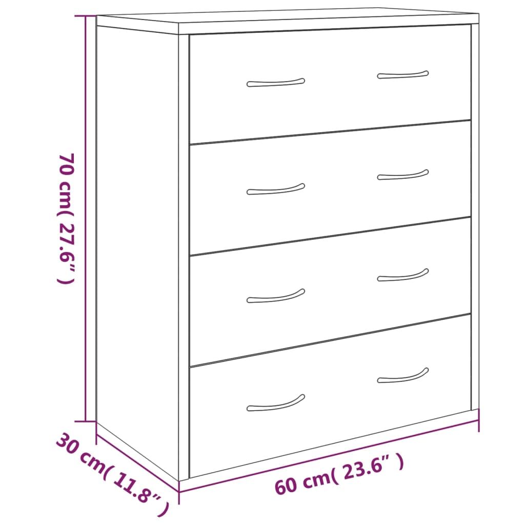 Sideboard with 4 Drawers 60x30.5x71 cm Concrete Grey Price