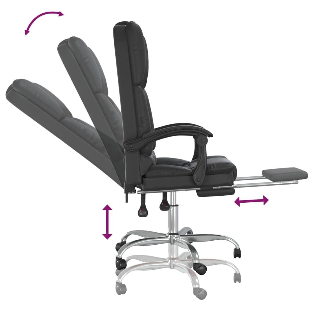 Massage Reclining Office Chair Black Faux Leather Price