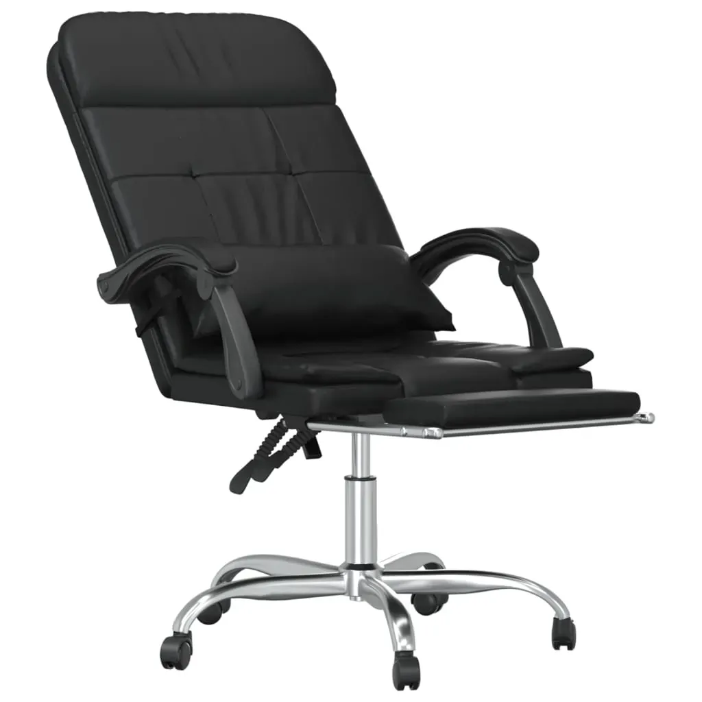 Massage Reclining Office Chair Black Faux Leather Price