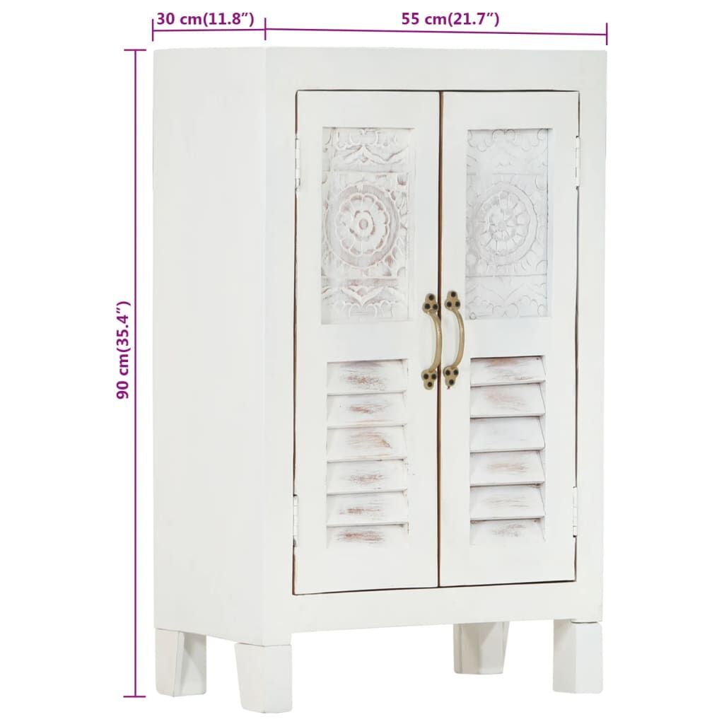 Sideboard White 55x30x90 cm Solid Wood Acacia Price