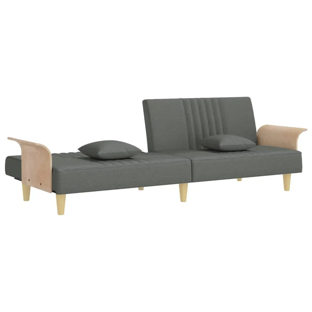 Sofa Bed with Armrests Dark Grey Fabric Price