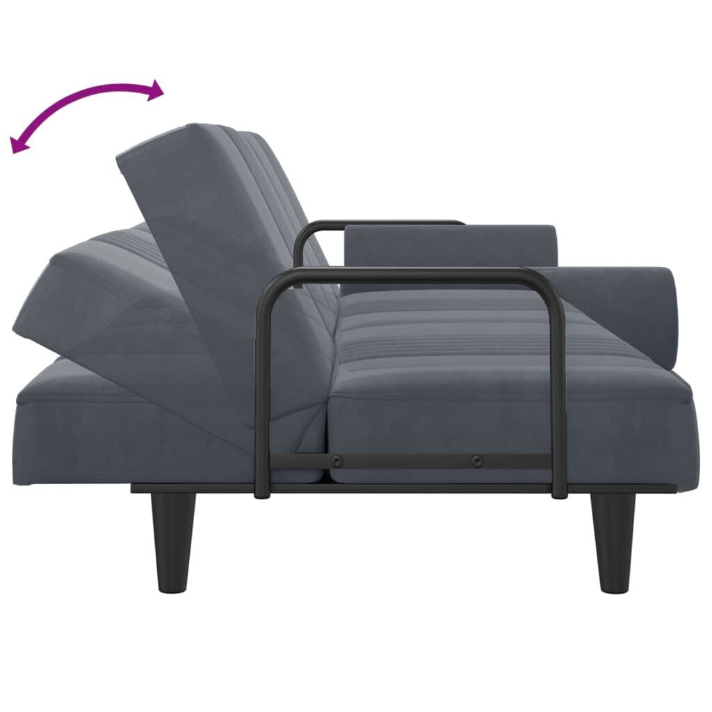 Sofa Bed with Armrests Dark Grey Velvet Price