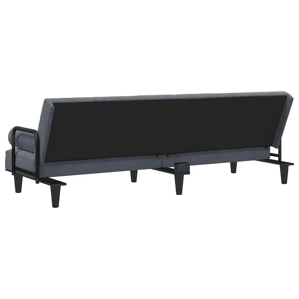 Sofa Bed with Armrests Dark Grey Velvet Price