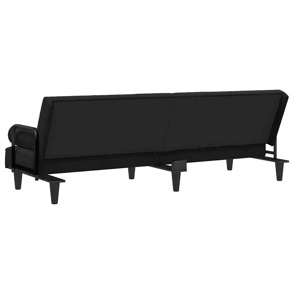 Sofa Bed with Armrests Black Velvet Price