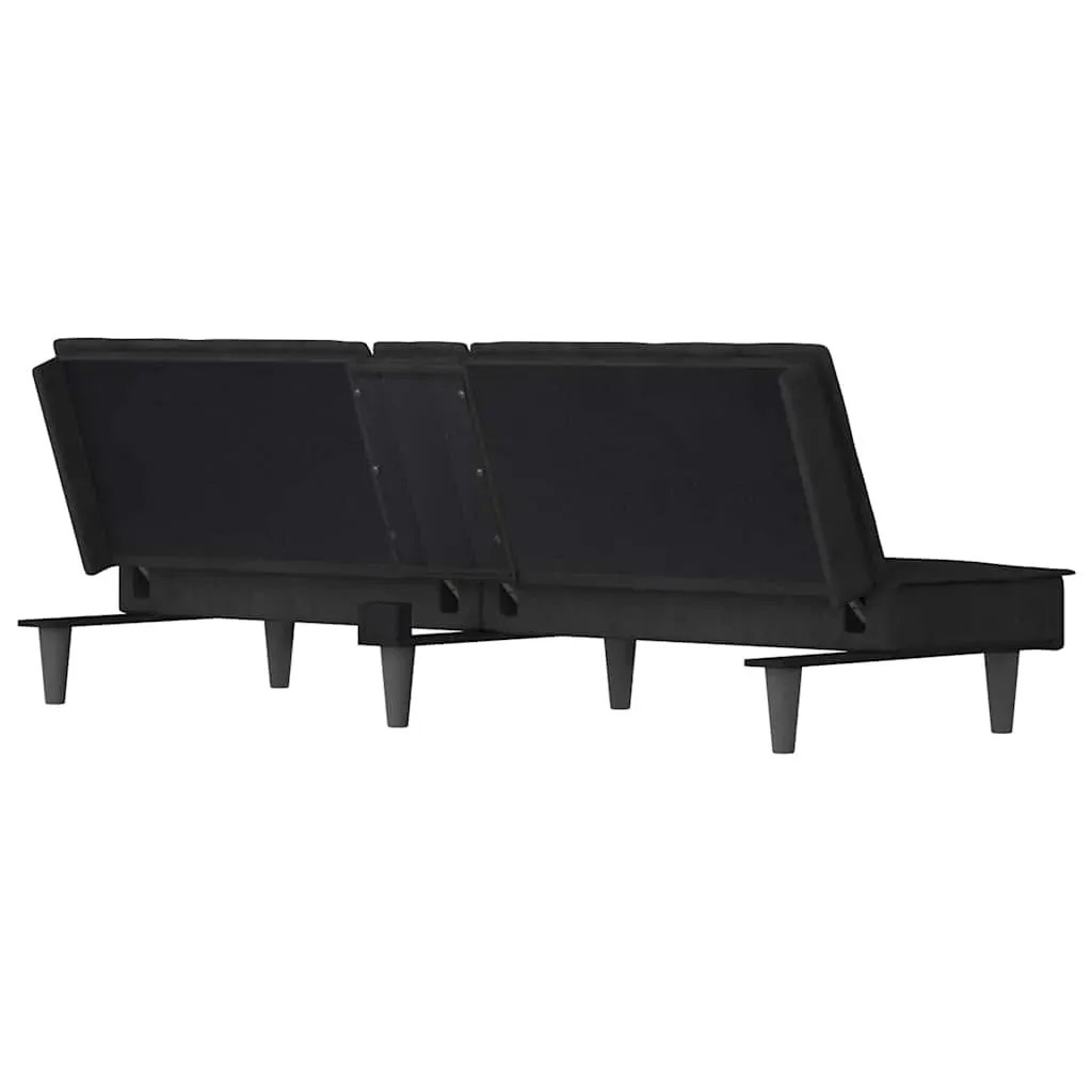 Sofa Bed with Cup Holders Black Velvet Price