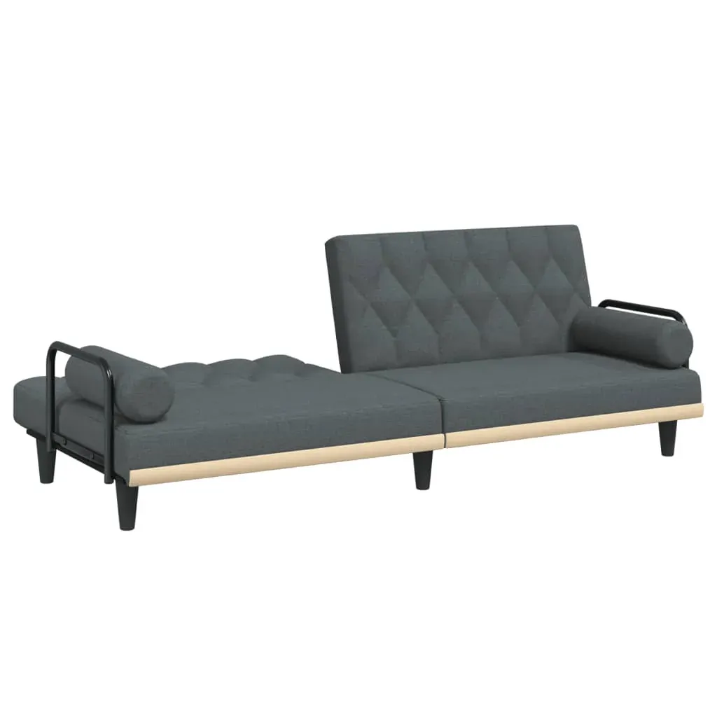 Sofa Bed with Armrests Dark Grey Fabric Price