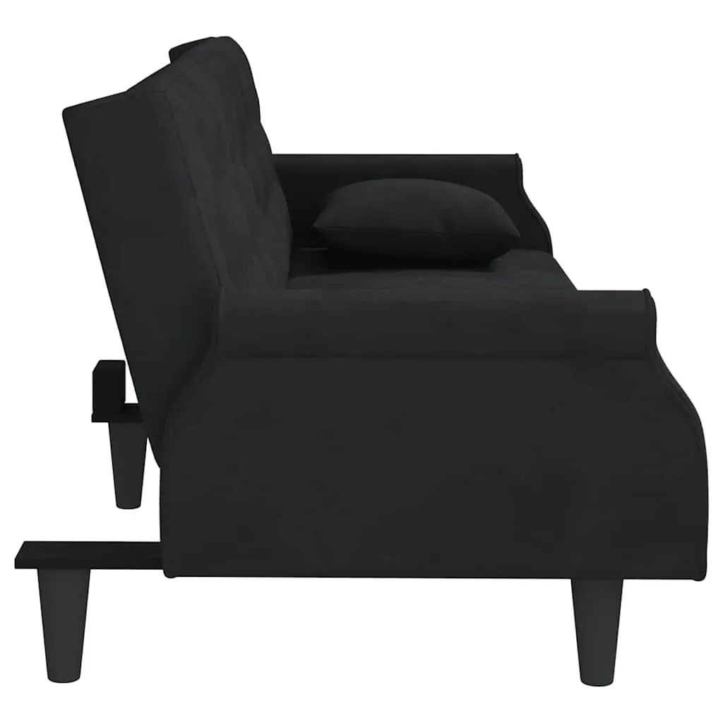 Sofa Bed with Armrests Black Velvet Price