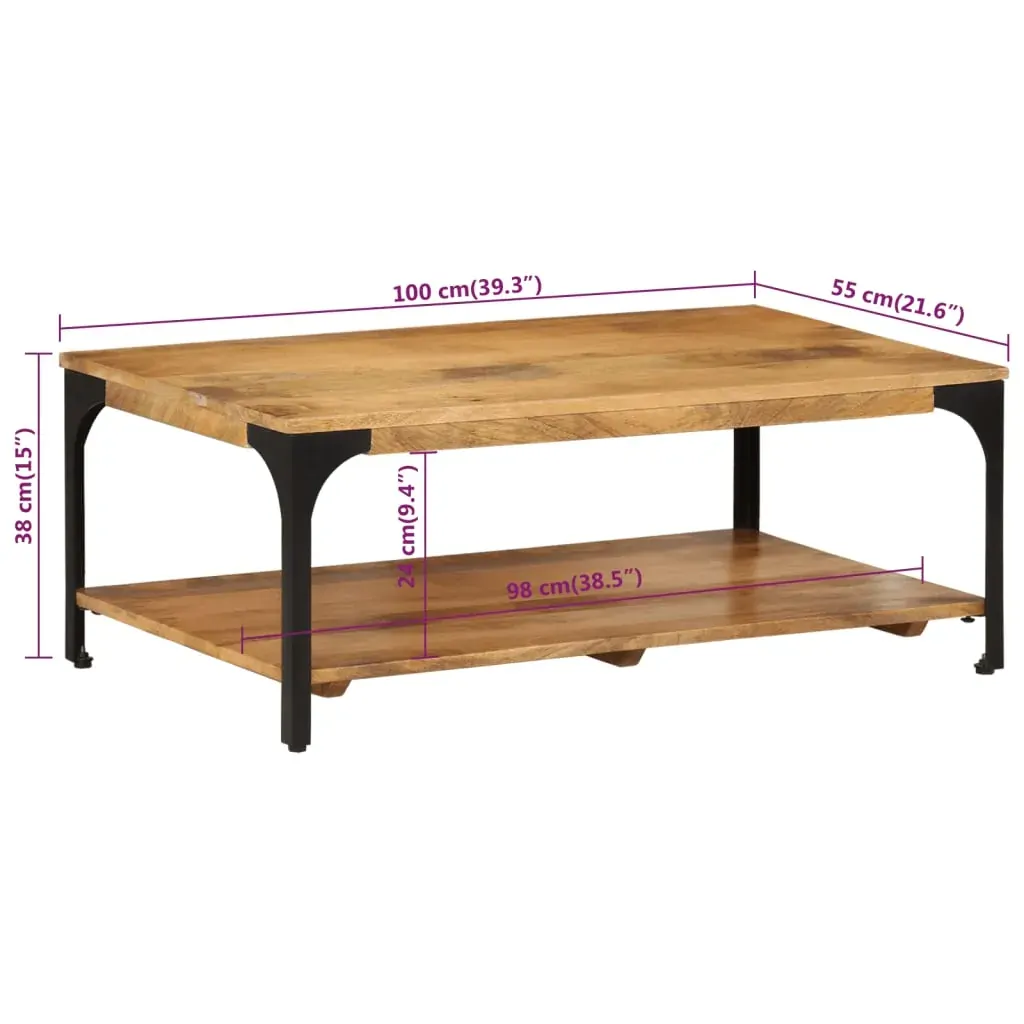 2-Layer Coffee Table 100x55x38 cm Solid Wood Mango and Steel Price