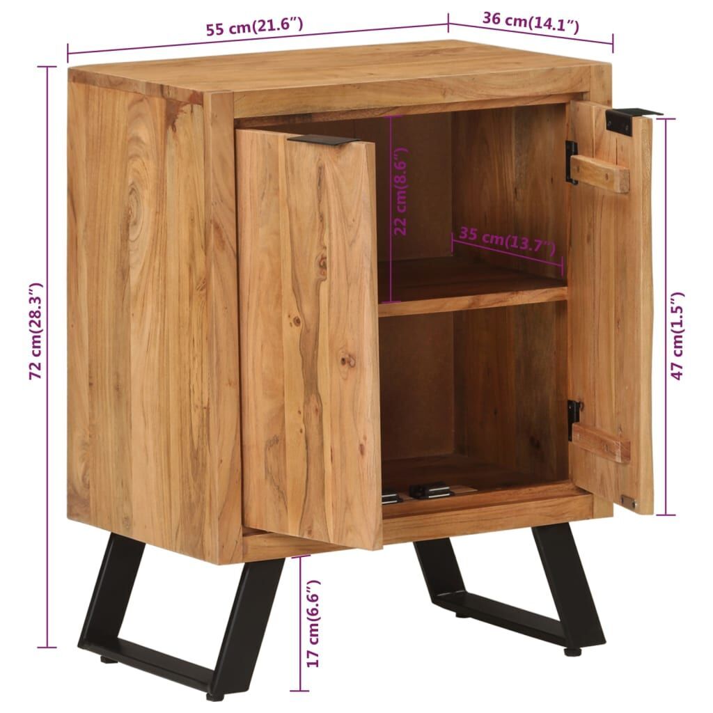 Sideboard with 2 Doors 55x36x72 cm Solid Wood Acacia Price
