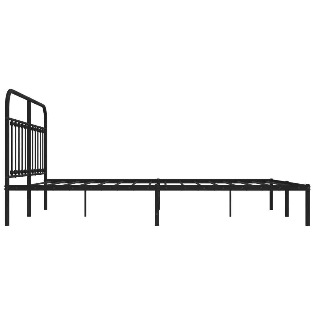 Metal Bed Frame without Mattress with Headboard Black 183x203 cm King Price