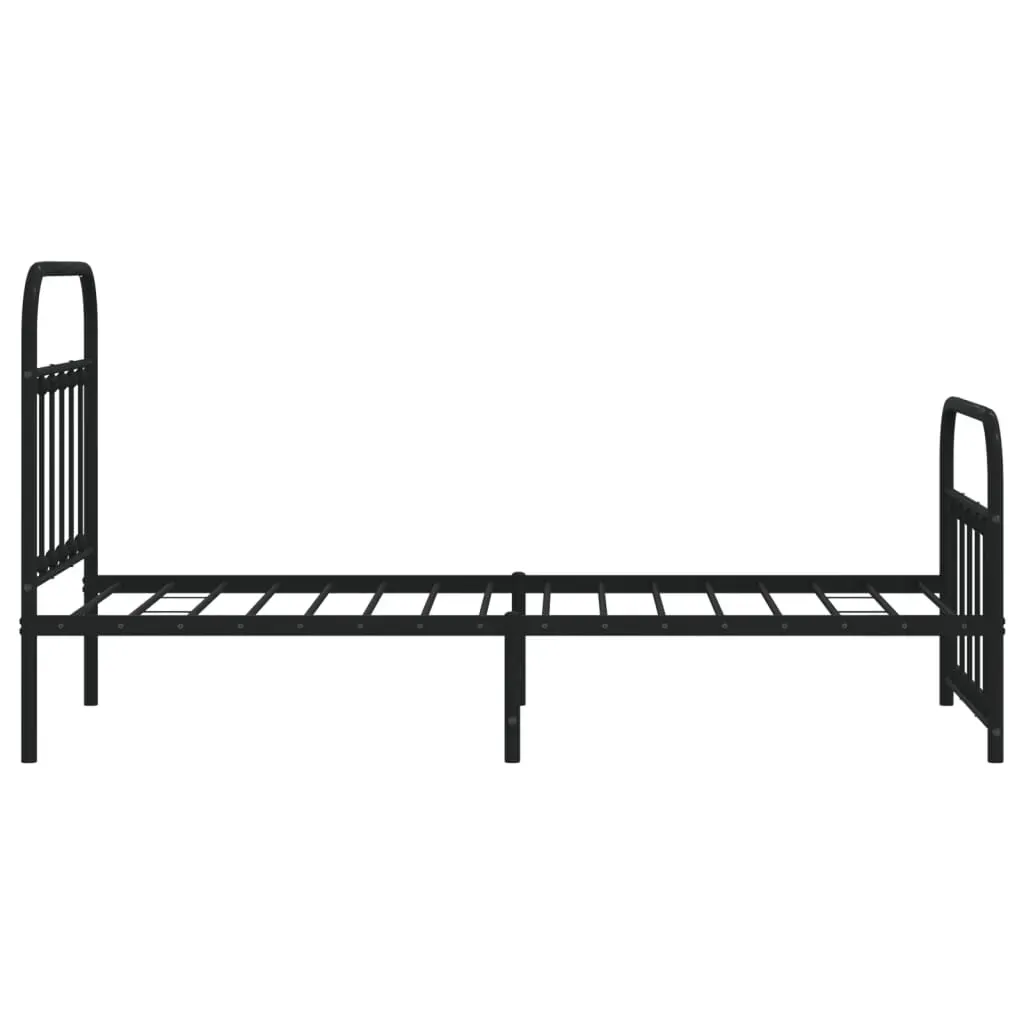 Metal Bed Frame without Mattress with Footboard Black 90x190 cm Price