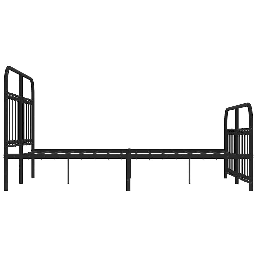 Metal Bed Frame without Mattress with Footboard Black 135x190 cm Price