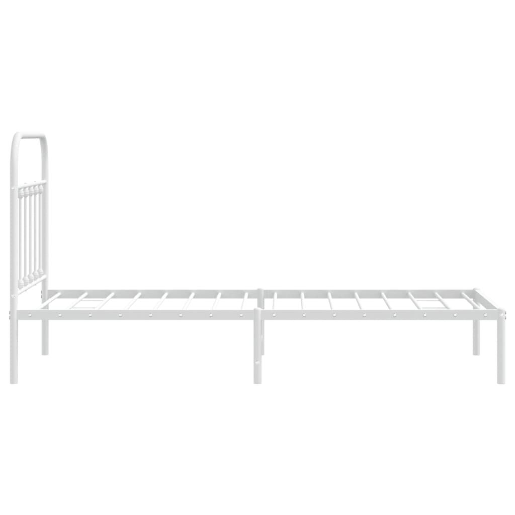 Metal Bed Frame without Mattress with Headboard White 90x190 cm Price