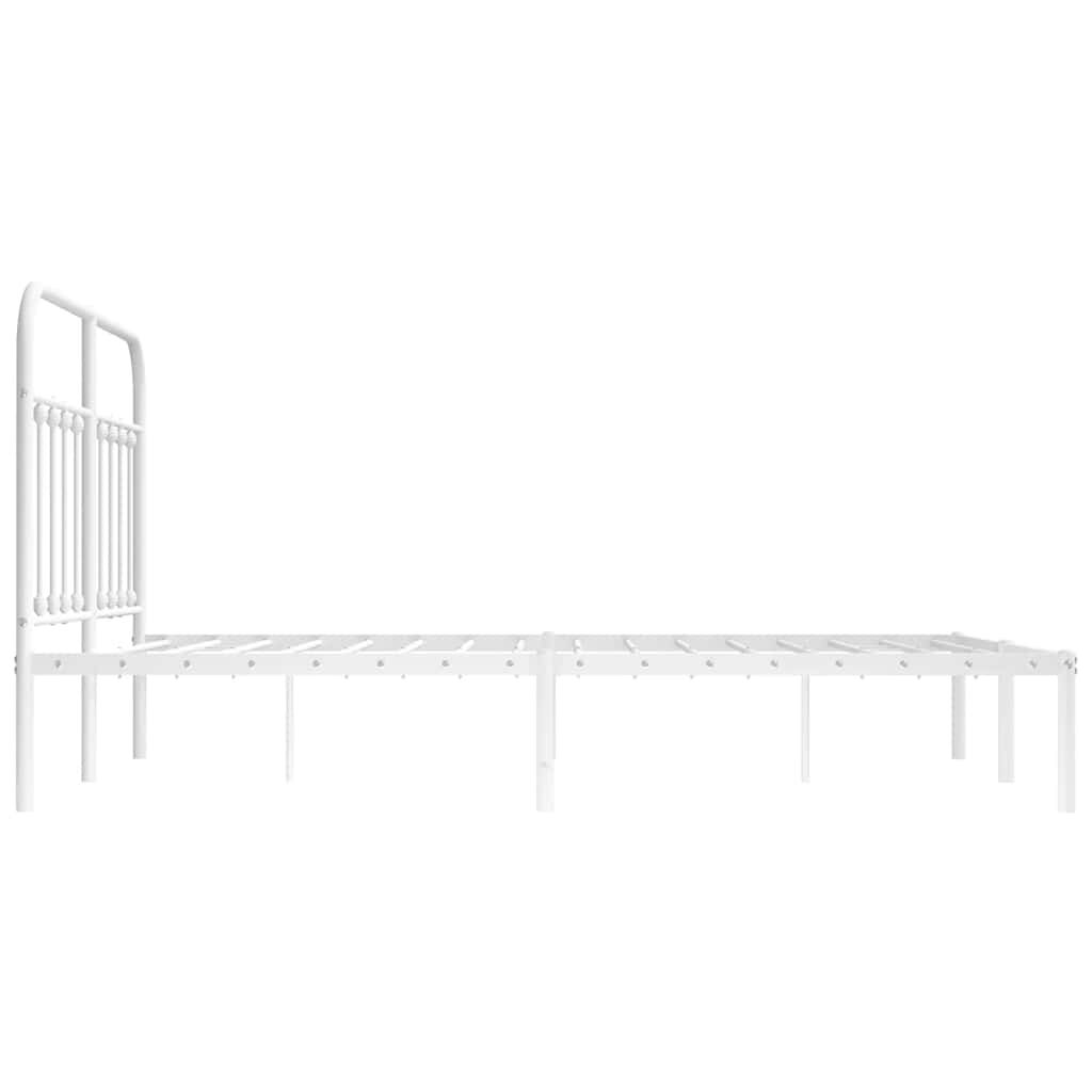 Metal Bed Frame without Mattress with Headboard White 135x190 cm Price