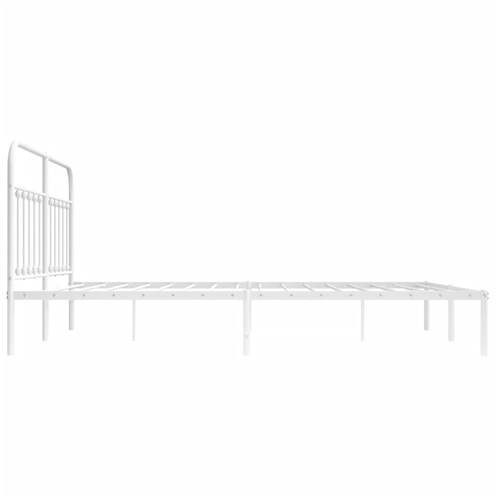 Metal Bed Frame without Mattress with Headboard White 183x203 cm King Price