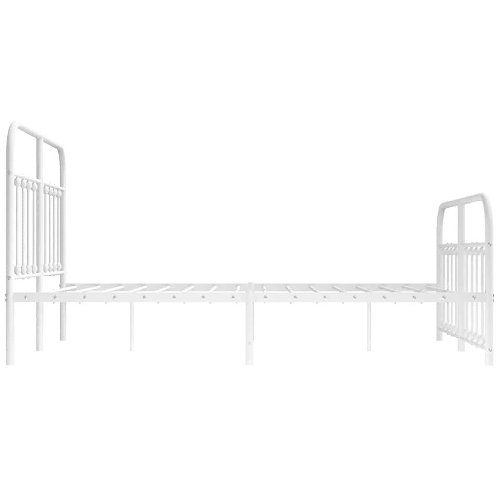 Metal Bed Frame without Mattress with Footboard White 135x190 cm Price