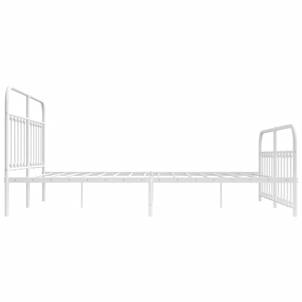 Metal Bed Frame without Mattress with Footboard White 183x203 cm King Price