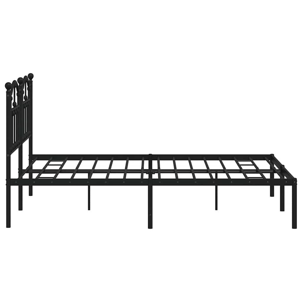 Metal Bed Frame without Mattress with Headboard Black 150x200 cm Price