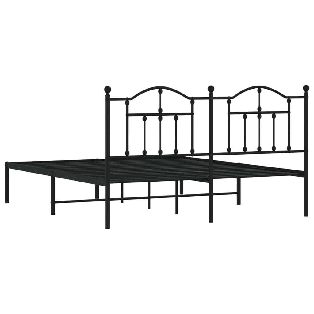 Metal Bed Frame without Mattress with Headboard Black 183x203 cm King Price