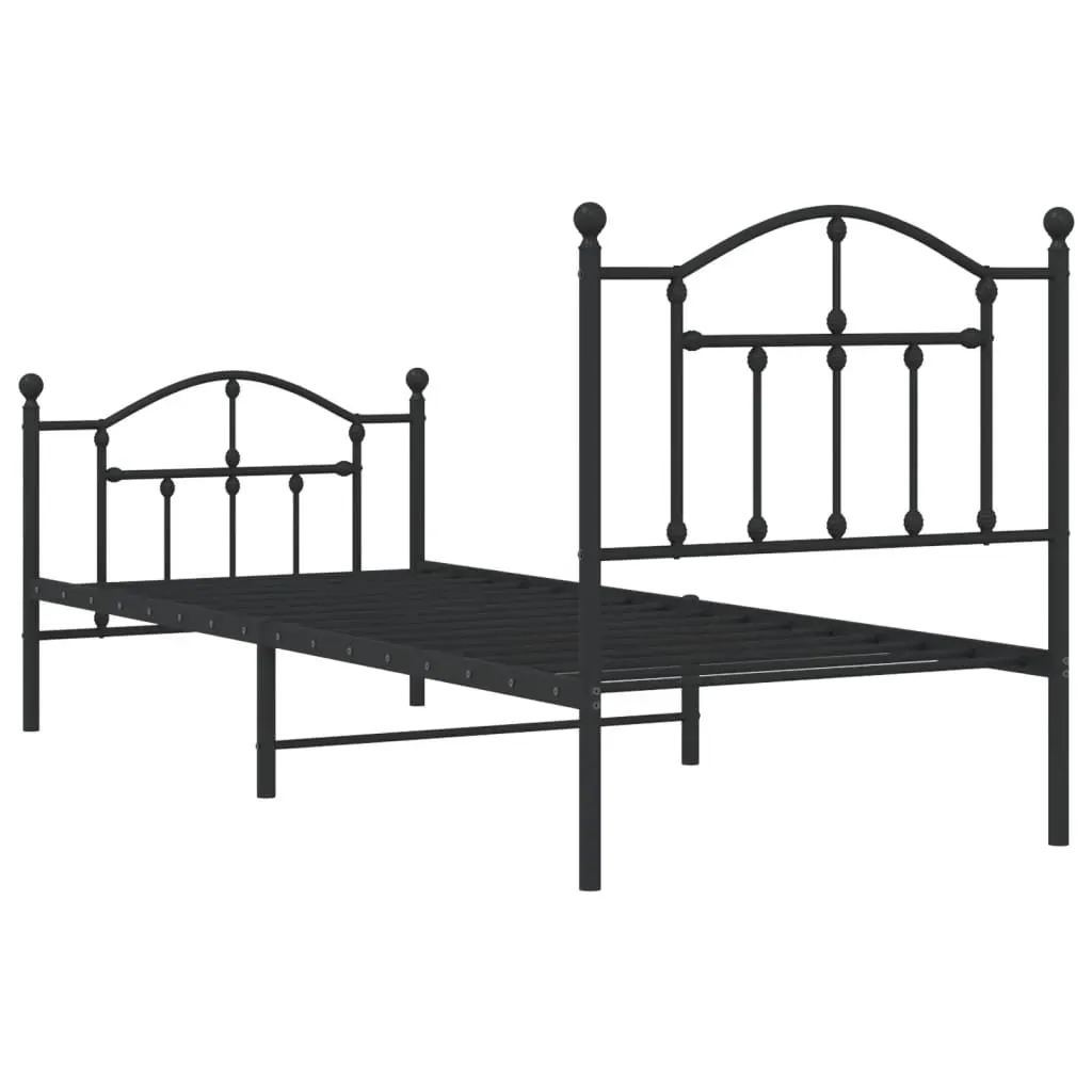 Metal Bed Frame without Mattress with Footboard Black 90x190 cm Price