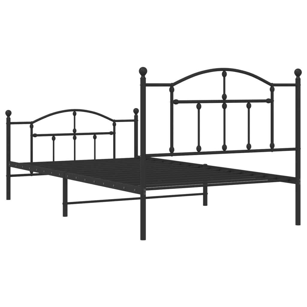 Metal Bed Frame without Mattress with Footboard Black 107x203 cm King Single Price