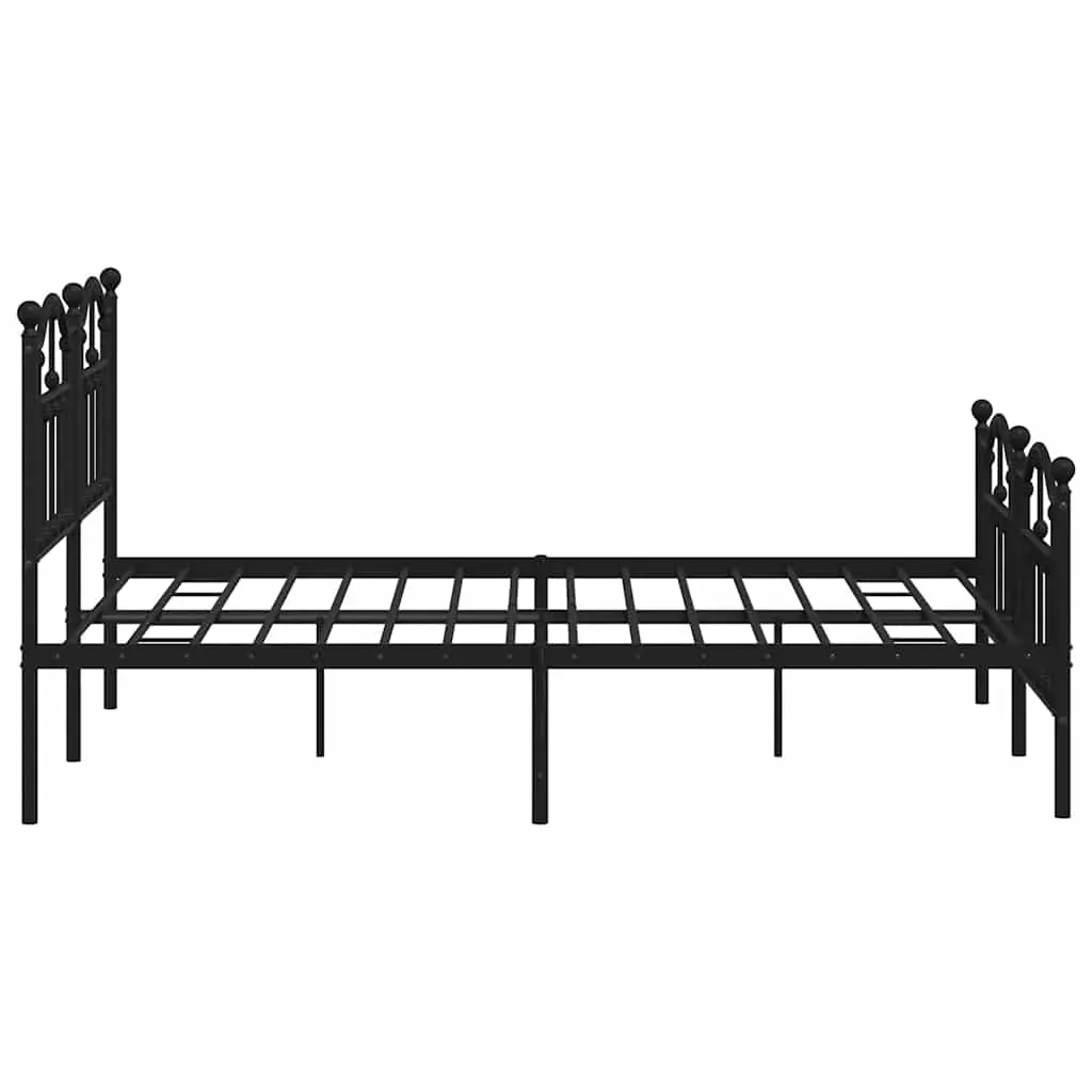 Metal Bed Frame without Mattress with Footboard Black 135x190 cm Price