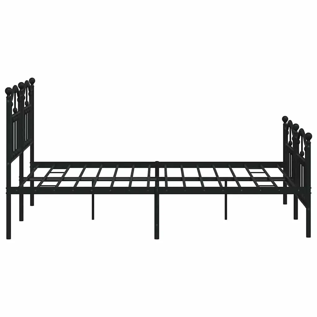 Metal Bed Frame without Mattress with Footboard Black 150x200 cm Price