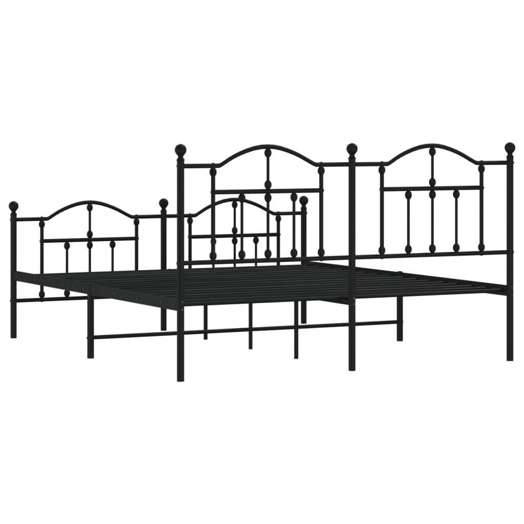 Metal Bed Frame without Mattress with Footboard Black 183x203 cm King Price
