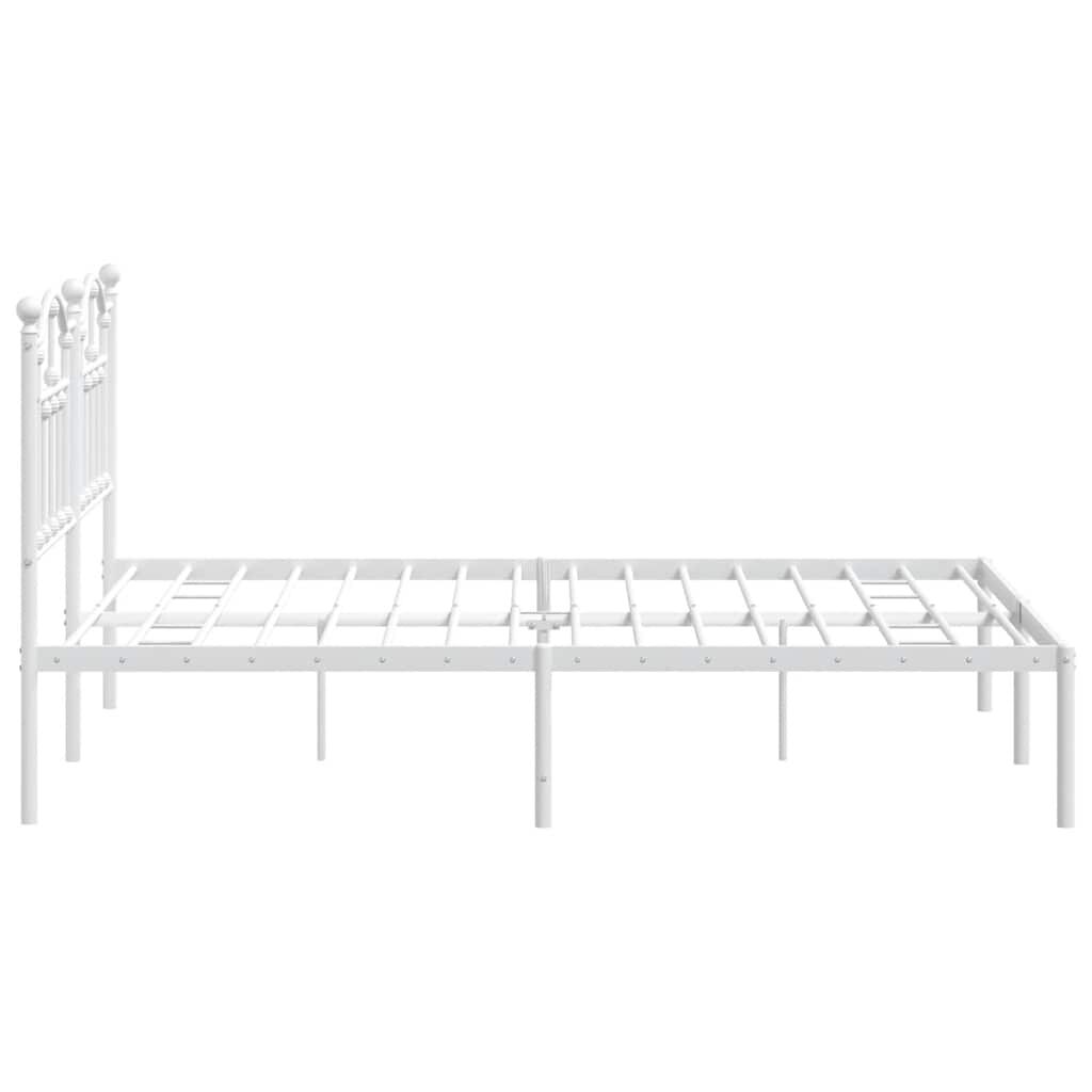 Metal Bed Frame without Mattress with Headboard White 135x190 cm Price