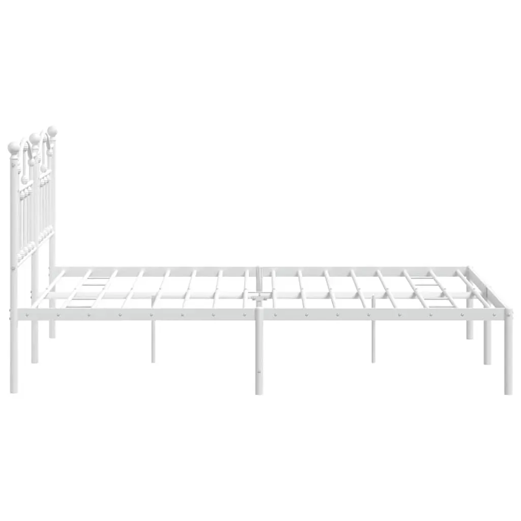 Metal Bed Frame without Mattress with Headboard White 150x200 cm Price