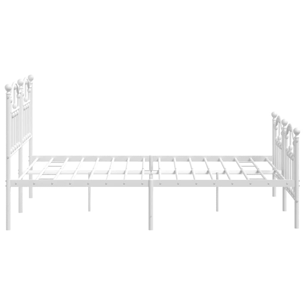 Metal Bed Frame without Mattress with Footboard White 135x190 cm Price
