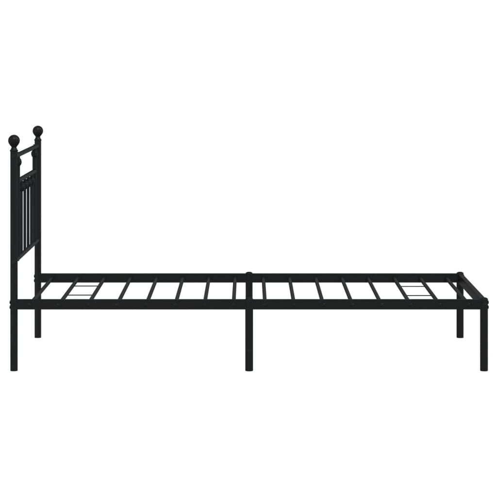 Metal Bed Frame without Mattress with Headboard Black 90x190 cm Price