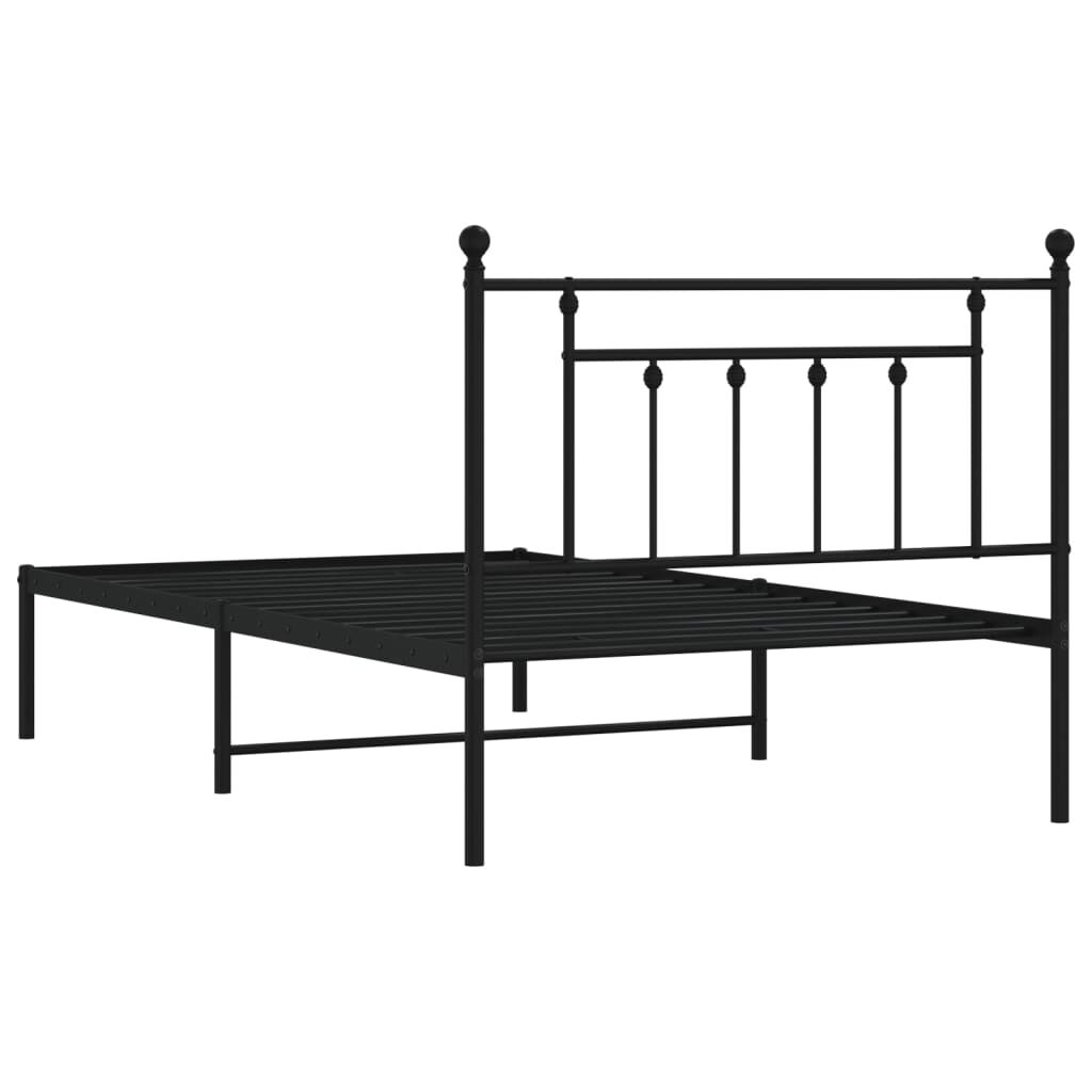 Metal Bed Frame without Mattress with Headboard Black 107x203 cm King Single Price
