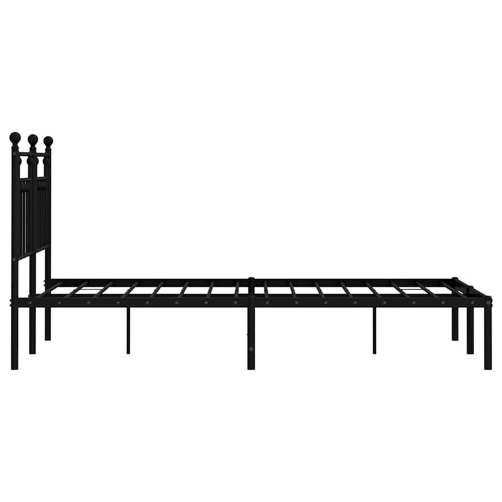 Metal Bed Frame without Mattress with Headboard Black 135x190 cm Price