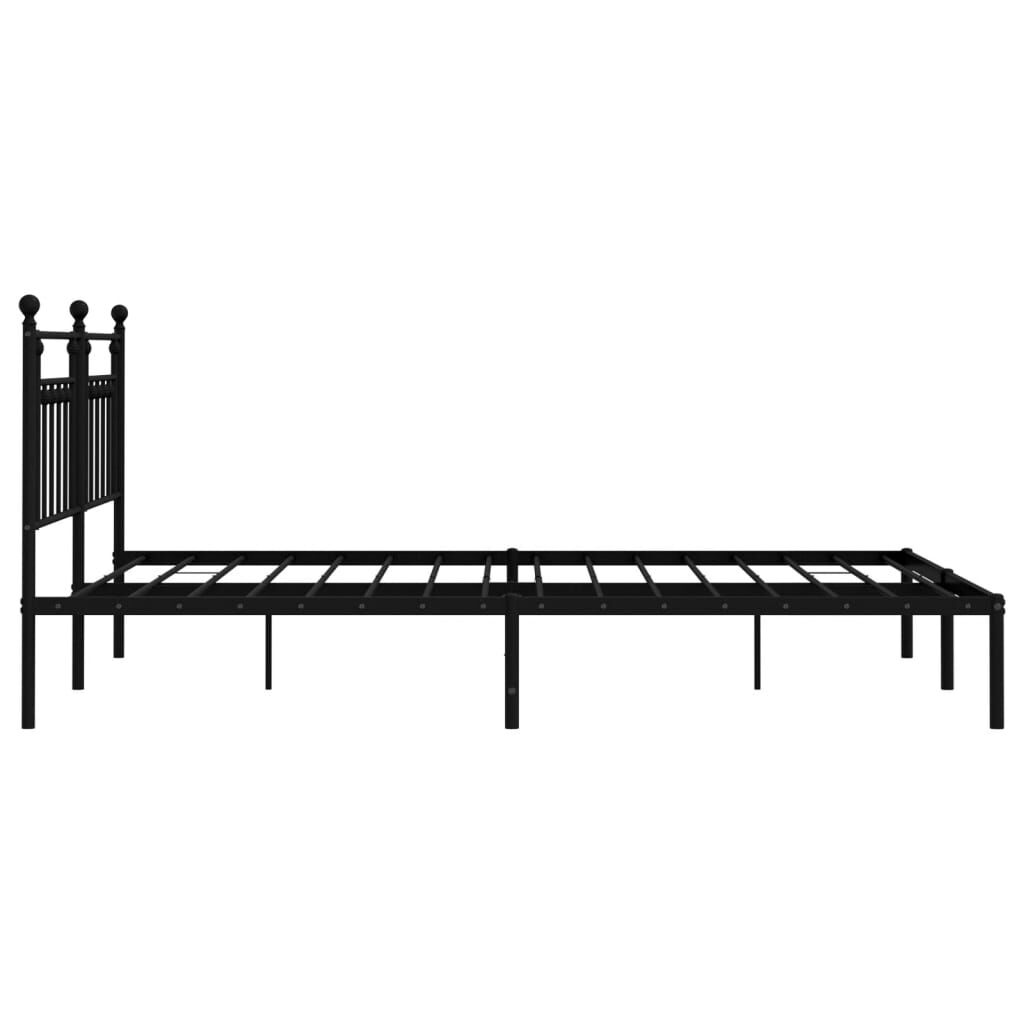 Metal Bed Frame without Mattress with Headboard Black 183x203 cm King Price