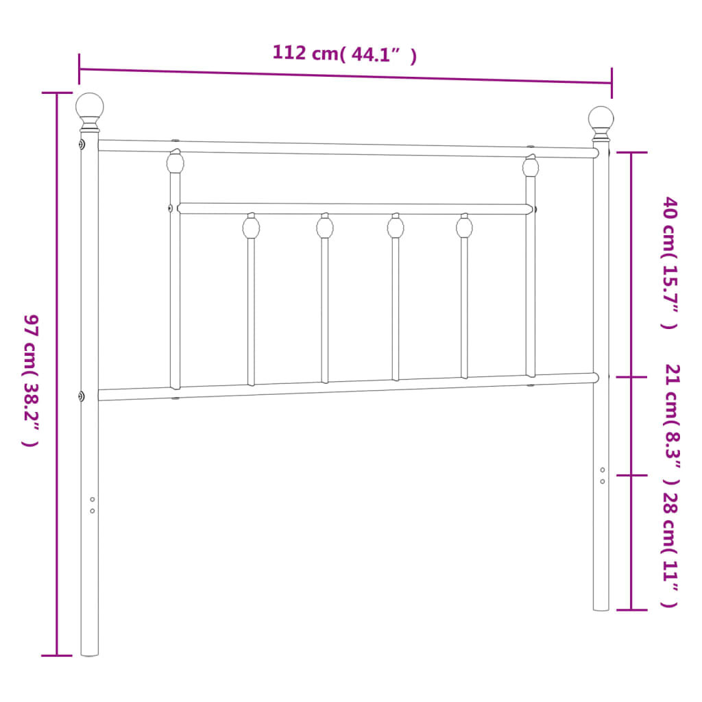 Metal Headboard Black 107 cm King Single Price