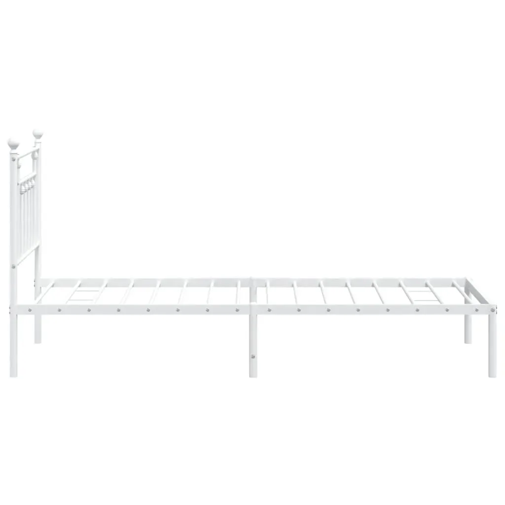 Metal Bed Frame without Mattress with Headboard White 90x190 cm Price
