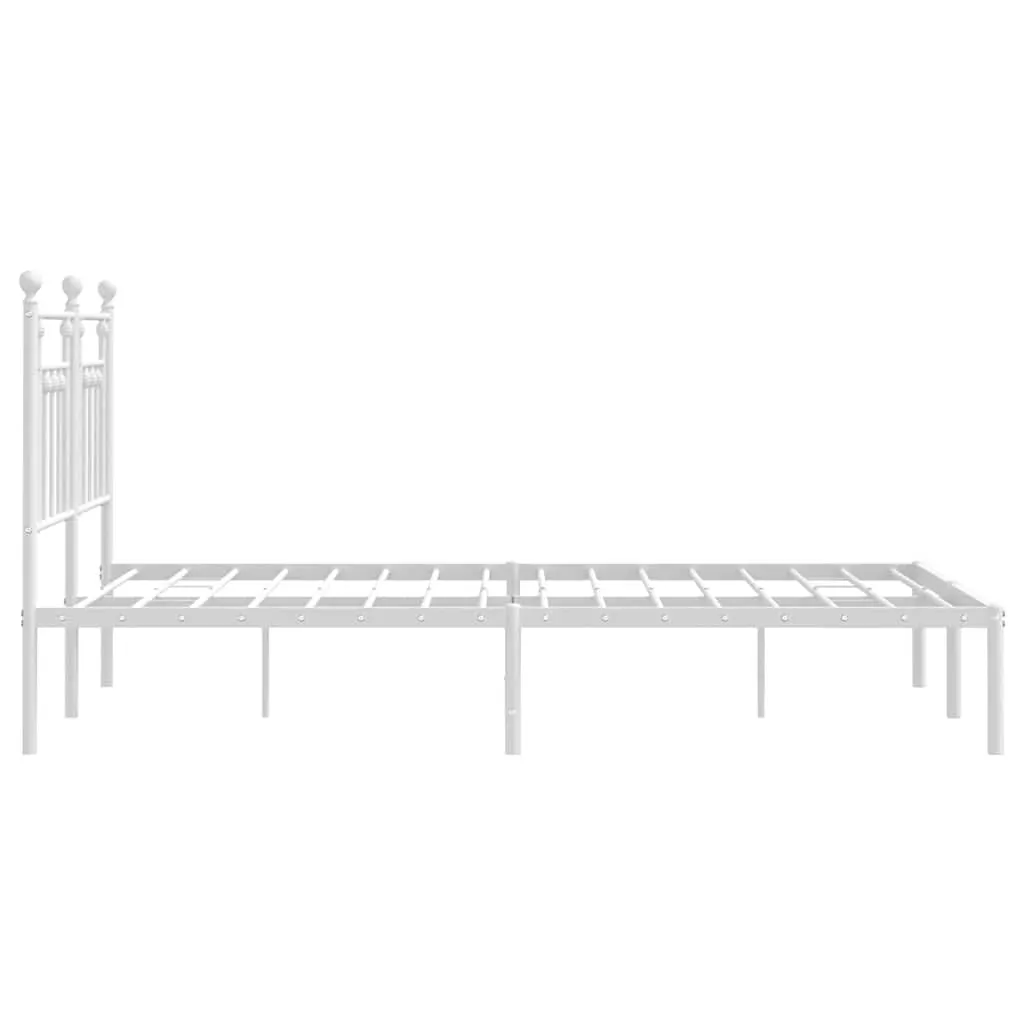Metal Bed Frame without Mattress with Headboard White 150x200 cm Price