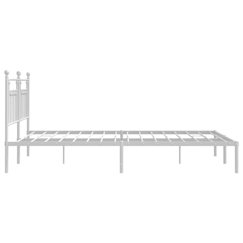 Metal Bed Frame without Mattress with Headboard White 183x203 cm King Price