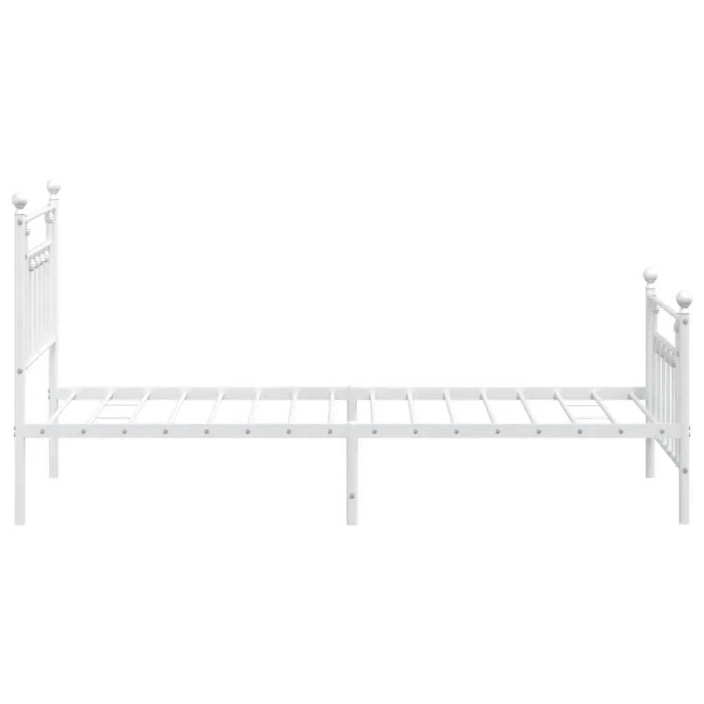 Metal Bed Frame without Mattress with Footboard White 90x190 cm Price