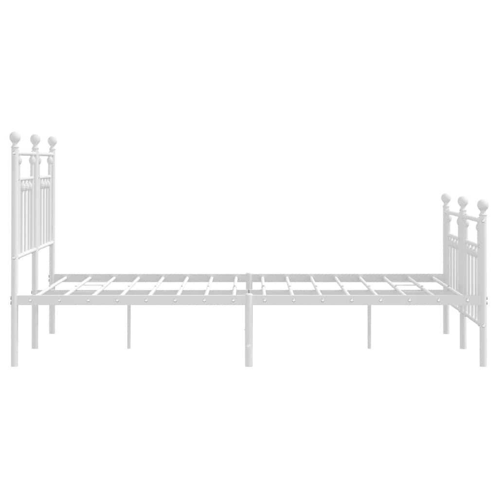 Metal Bed Frame without Mattress with Footboard White 150x200 cm Price