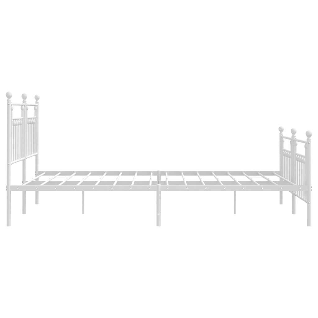 Metal Bed Frame without Mattress with Footboard White 183x203 cm King Price