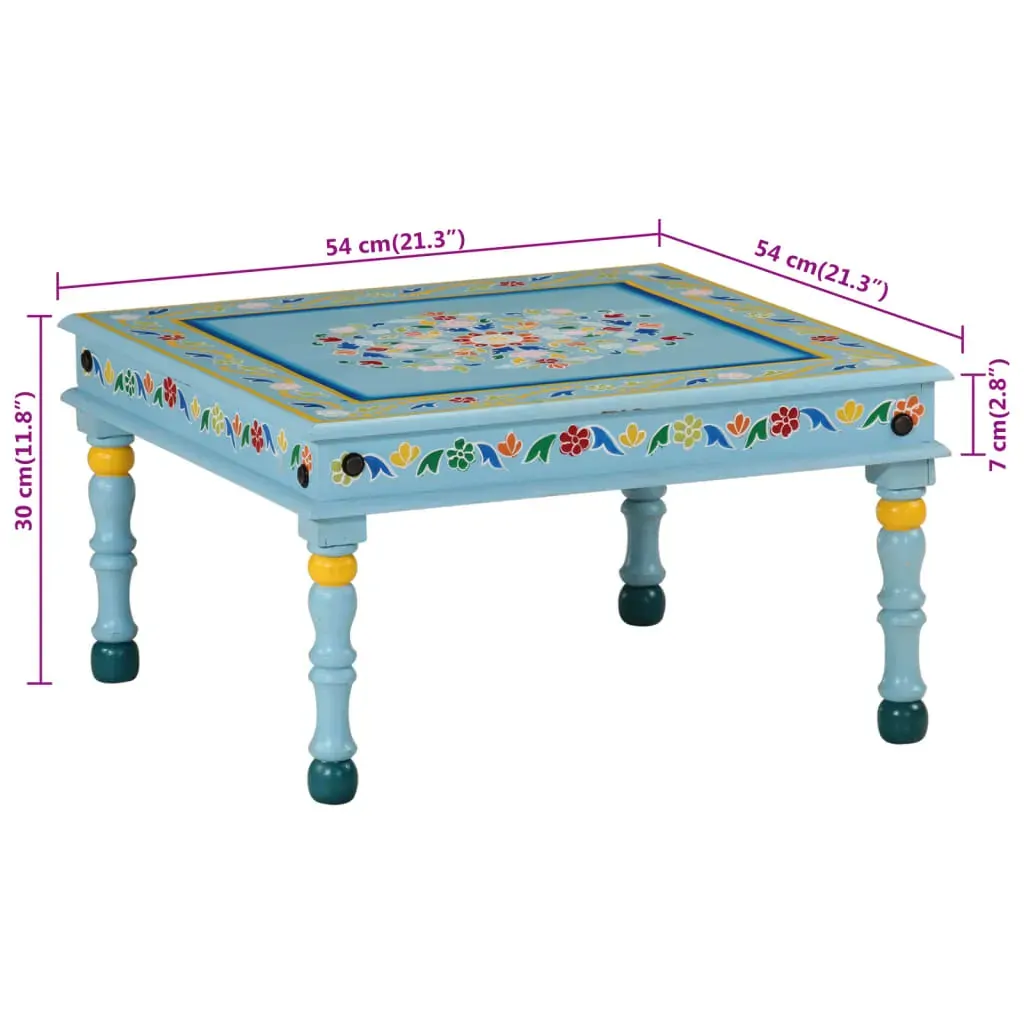 Coffee Table Turquoise Hand Painted Solid Wood Mango Price