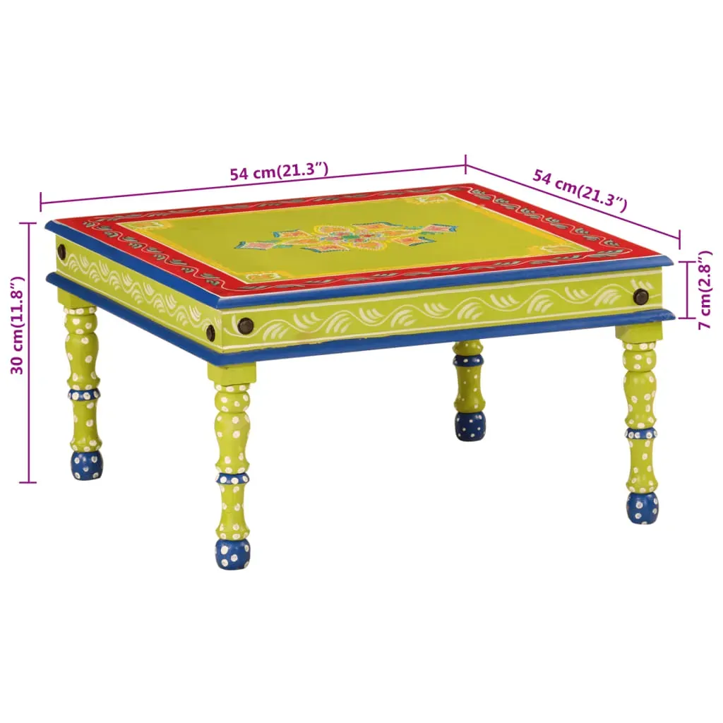Coffee Table Green Hand Painted Solid Wood Mango Price