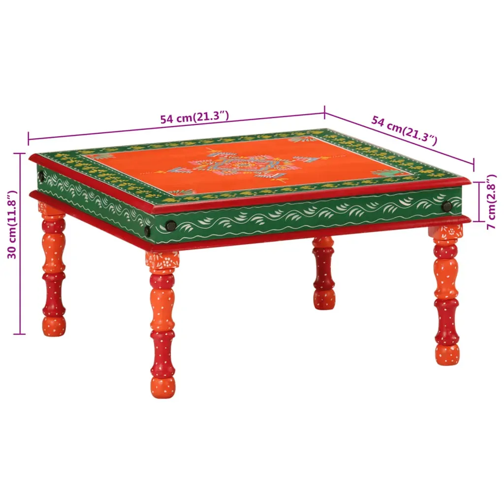 Coffee Table Orange Hand Painted Solid Wood Mango Price