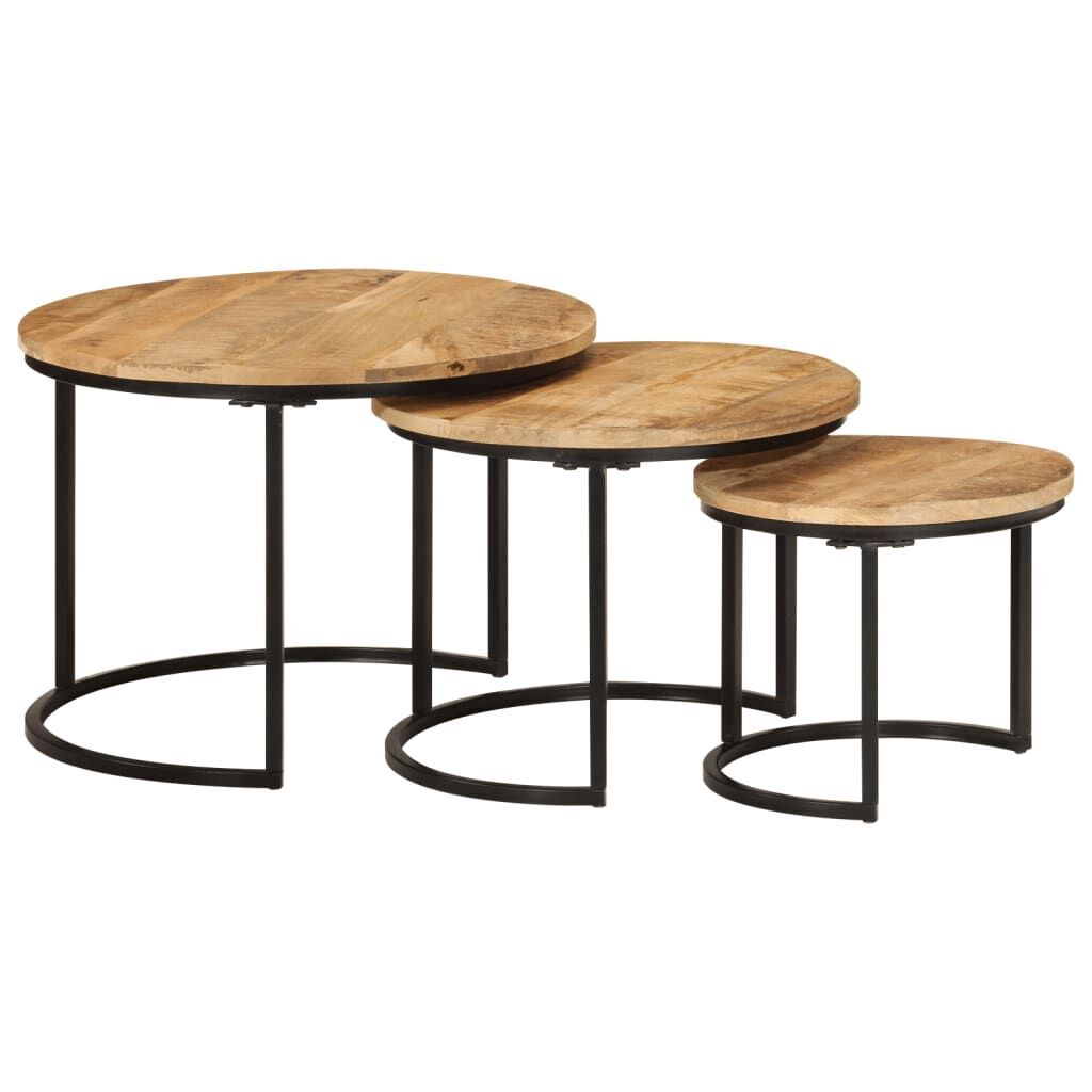 Nesting Tables 3 pcs Solid Rough Wood Mango Price