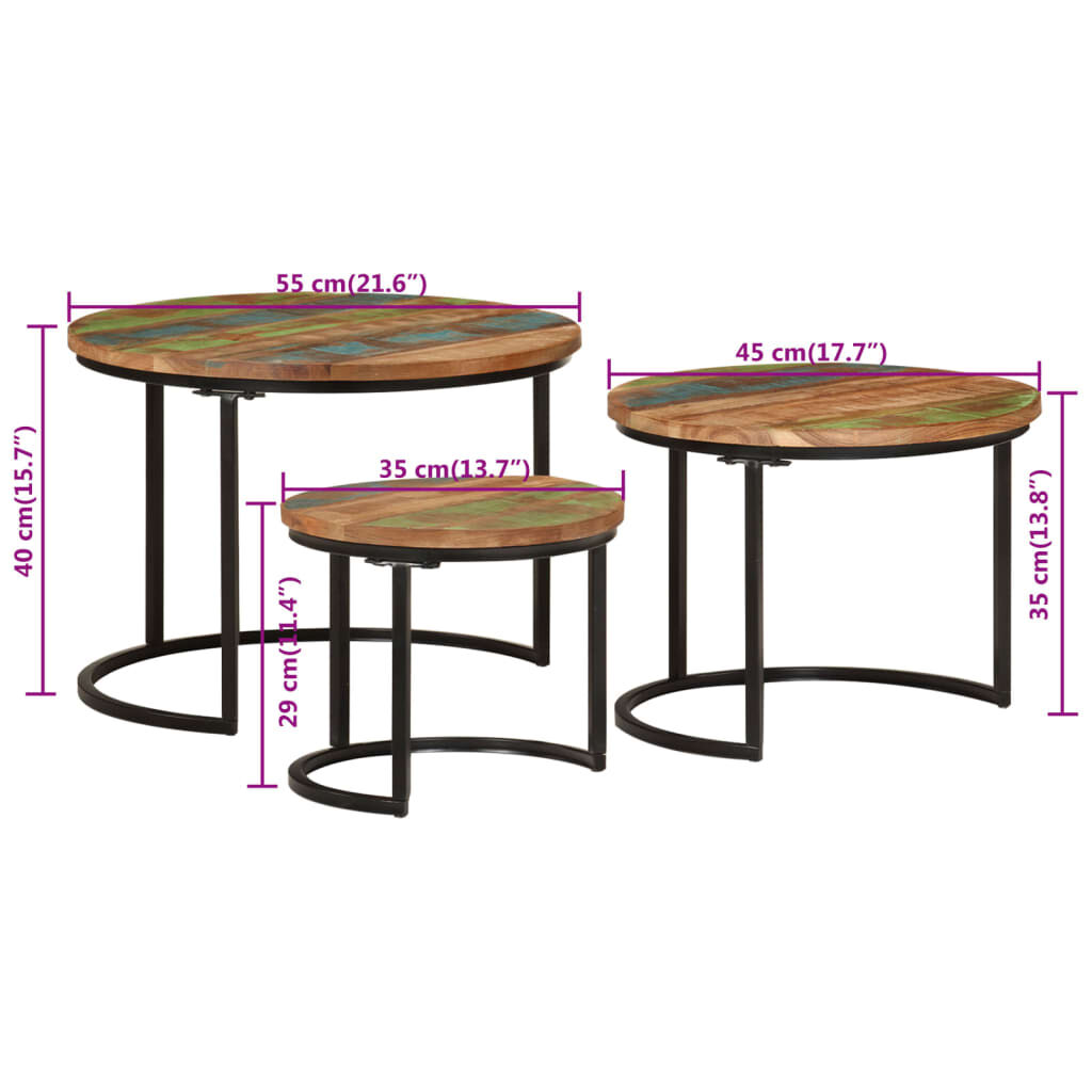 Nesting Tables 3 pcs Solid Wood Reclaimed Price
